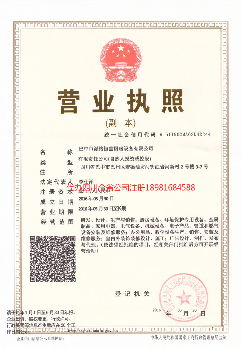 河池河池派格恒鑫厨房设备有限公司